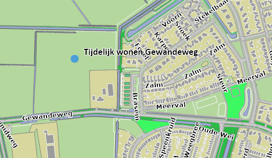 kaartje met locatie tijdelijk wonen Gewandeweg