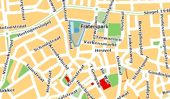 kaartje met locatie Fraterspark
